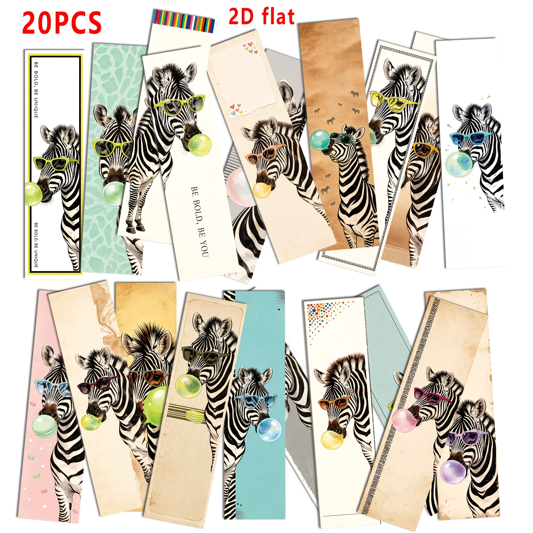 TEMU 20 Stück Zebra-Lesezeichen, geeignet für Geburtstage, Buchliebhaber, Lehrer – Seitenmarker mit Zebramuster, mehrfarbige & weiße minimalistische