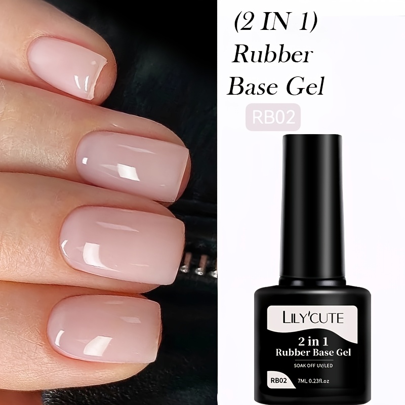 Image of Lilycute 7ml 2-in-1 Rubber Nude Glitter Construction Led Nail Art Gel Semi-permanent Soak-off Varnish For