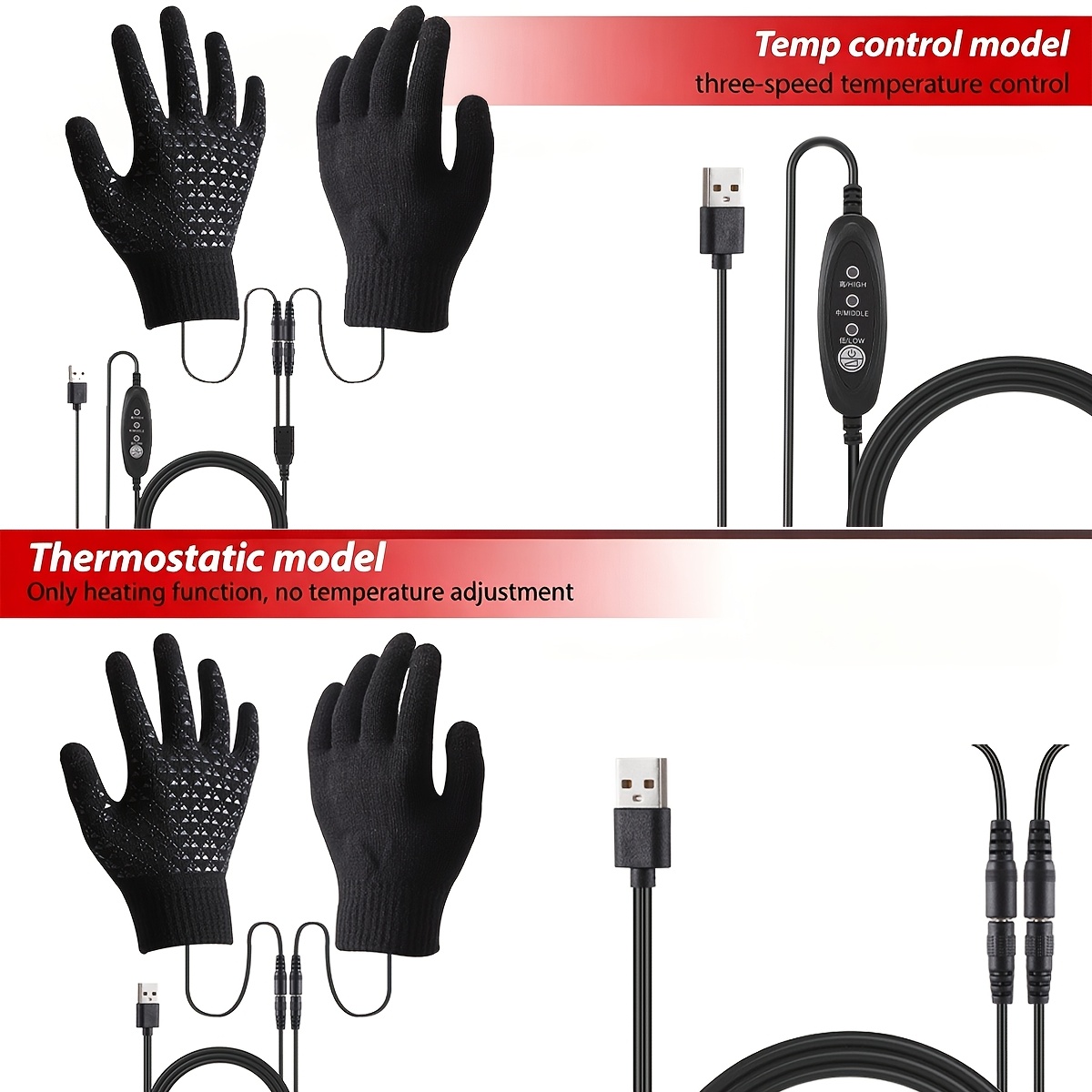 USB Electric Heating Gloves for Winter Warm-Up