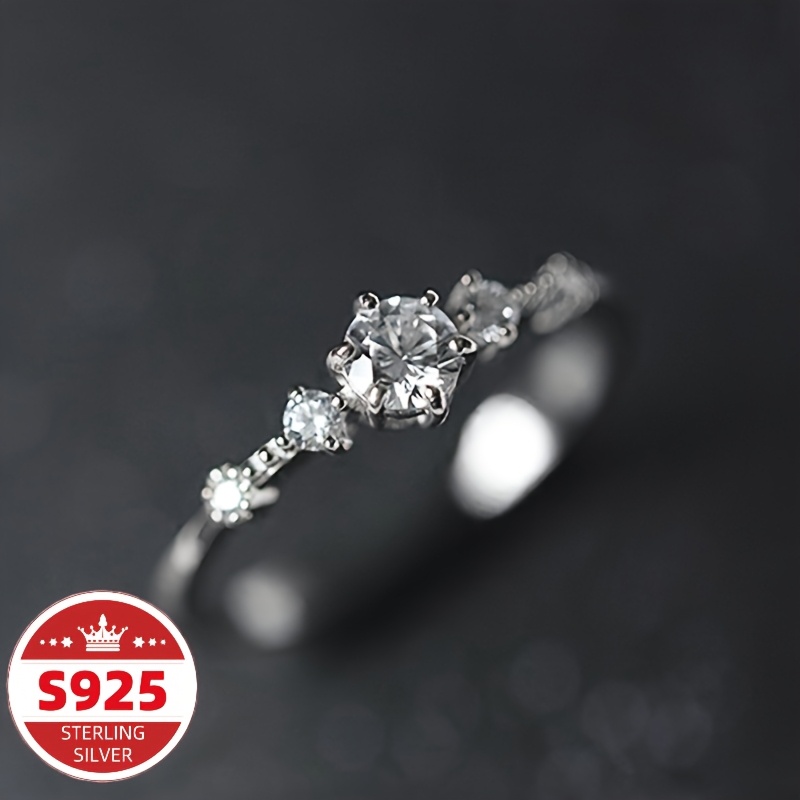 

S925 Pure Silvery New Synthetic Zirconia Ring For Women's Birthday, Valentine's Day Jewelry Gift, Christmas Gift, Essential For Women