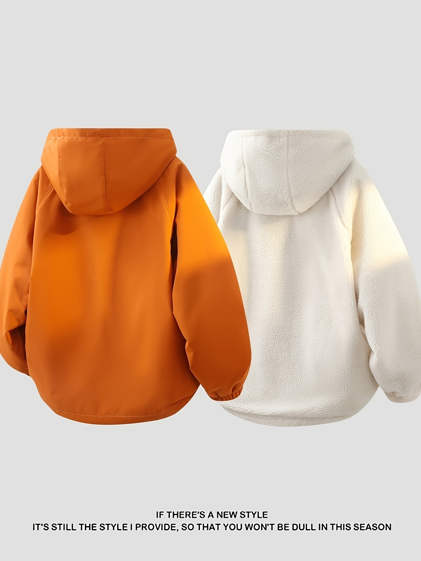 Men's Reversible Winter Hooded Jacket, Windproof & Warm