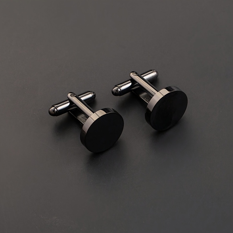 TEMU 2pcs Set Of Basic And Chic Minimalist Stainless Steel Golden-plated Round Cufflinks For Men, Valentine's Day Gift, , Round Shape