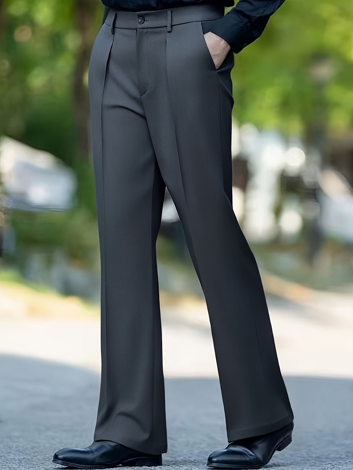 green emerald velvet dress Phix Men's Black Wool Gold Button Flare Trouser in Size 36W L32
