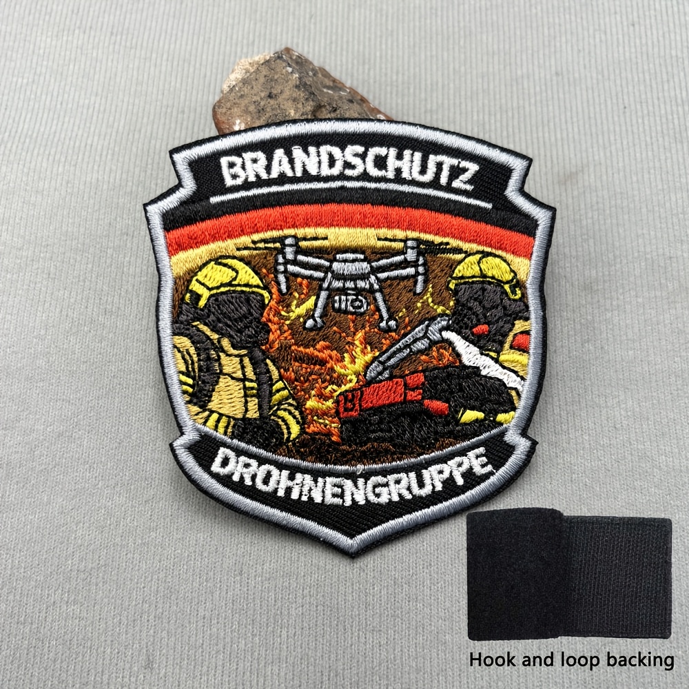 TEMU 1pc Drohnengruppe Embroidered Patch With Hook And Loop Backing