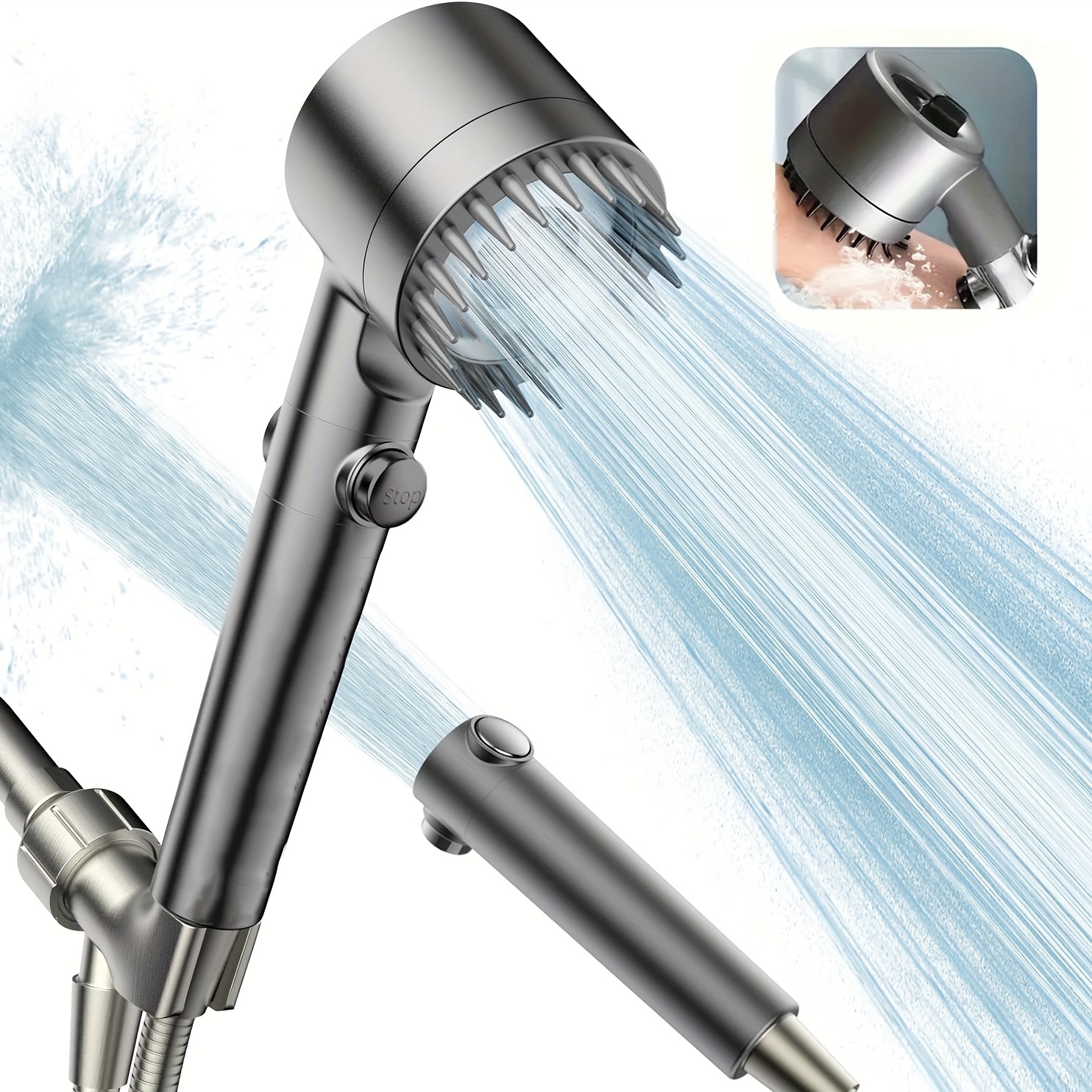 

Filtered Shower Head With Handheld High Pressure Shower Filter Head For Hard Water Showerhead With On/off Switch Hand Held Showerhead With Hose, 3pcs Filter Elements, A Bracket