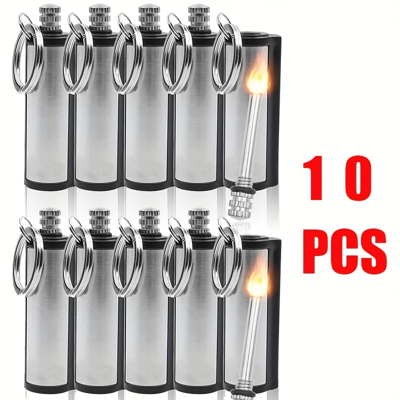 

10pcs Stainless Steel Flint Fire , Metal Matchstick, Emergency Striker Kit With Keychain, Ideal Christmas Gift For Father Or Husband, Outdoor Accessory (fuel Not Included)