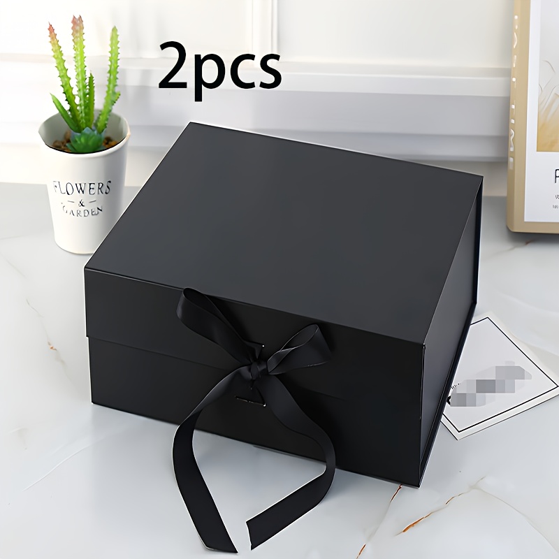TEMU 2pcs Set, Magnetic Gift Box With Lid, Ribbon, And Drawstring Bag - Medium Size, 9.05×6.69×2.75 Inches, Christmas, New Year, Weddings, Birthdays,