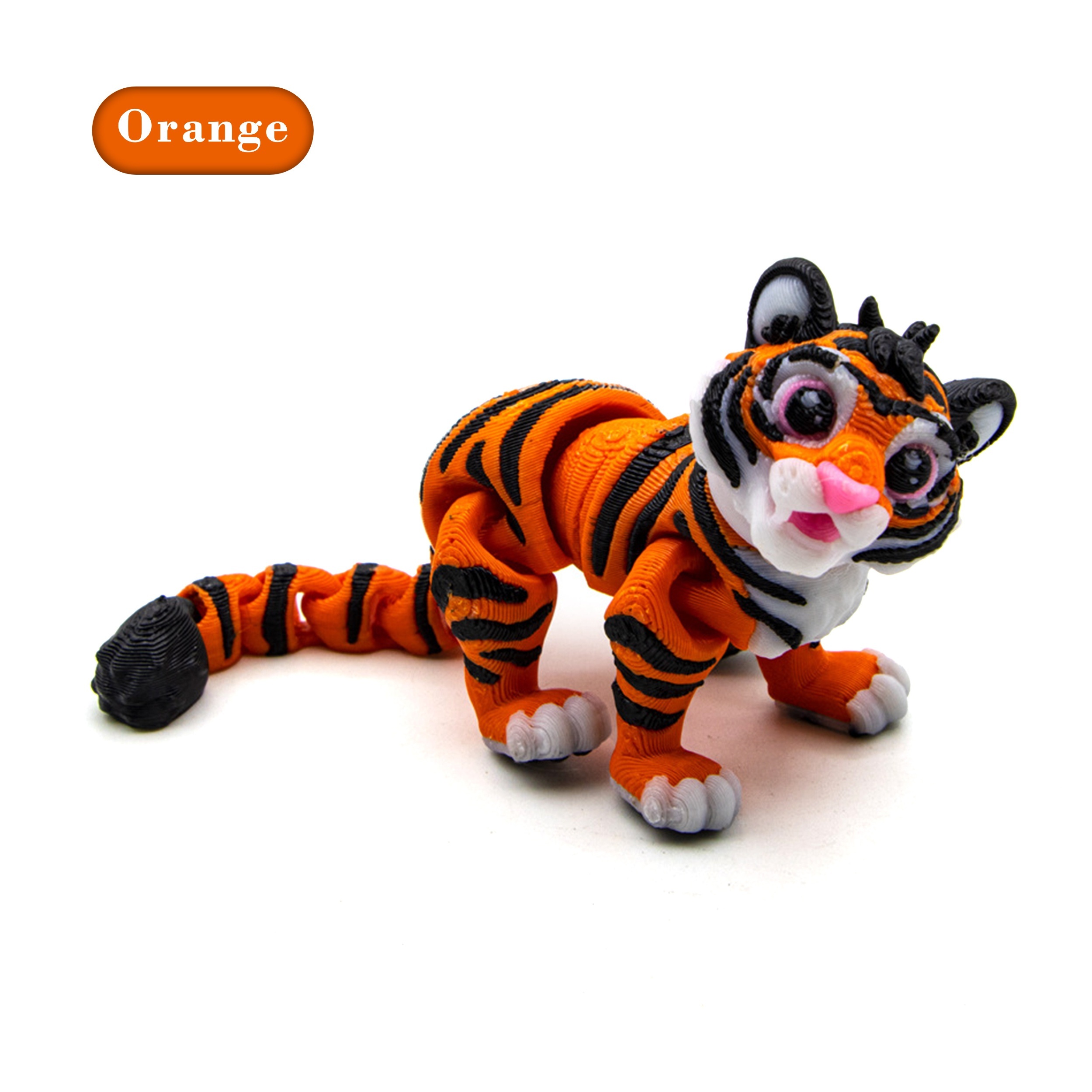 

3d Printed Tiger Figurine With Articulated Joints - Home, Office & Car Decor | Ideal Halloween & Christmas Gift | Plastic, No Batteries Required | Great For 14+