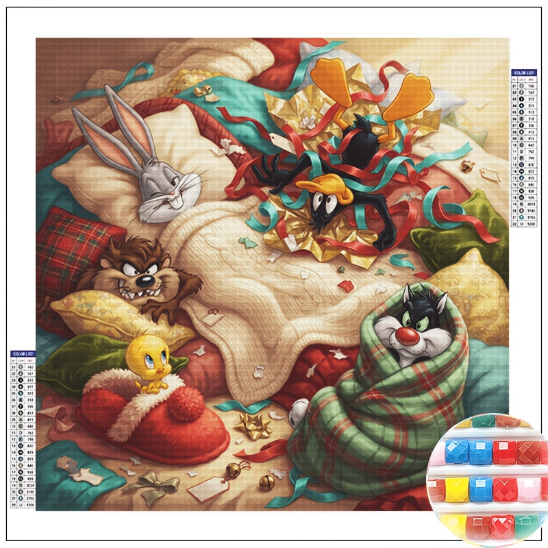 TEMU 2d Pattern/5d Round/square Diamond Painting Kit Rabbit And Magpie, Tassels, Cui Di, Heart Wolf, Foolish Cat, Christmas Gift, Ribbon, Blanket,