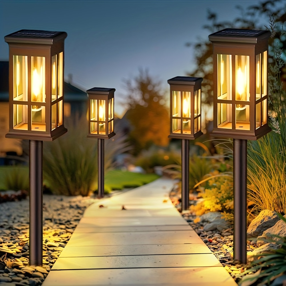 Image of 4pcs Outdoor Decorative Landscape Lights, Charging During And Automatically Turning On At Night, Without Wiring, Suitable For Gardens, Courtyards, , , Lawns