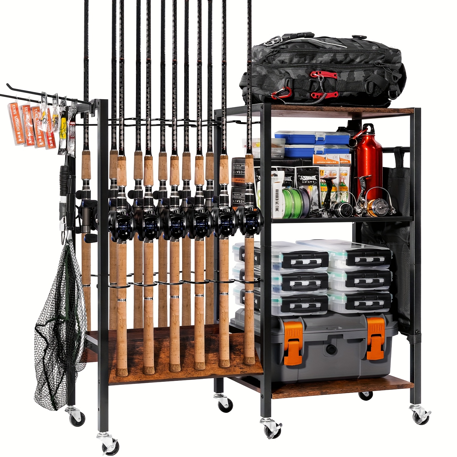 TEMU Ghosthorn Fishing Rod Holder, Fishing Rod Rack Storage Up To 12 Rods, Fishing Tackle Storage Cabinet, Fishing Pole Holders For Garage, Fishing Gifts For Men, Mother
