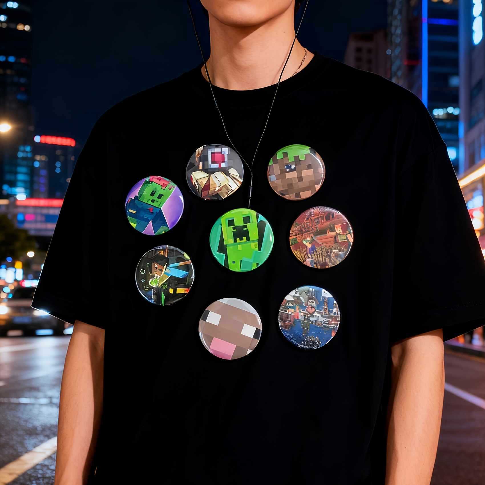 Gift For Her/him 8pcs Pixel Crawler Game Badge Accessory Set For Birthday Themed Parties, Backpack Pencil Case, Steel Clothing Decorations, Perfect Gifts For Halloween, Christmas, And Year