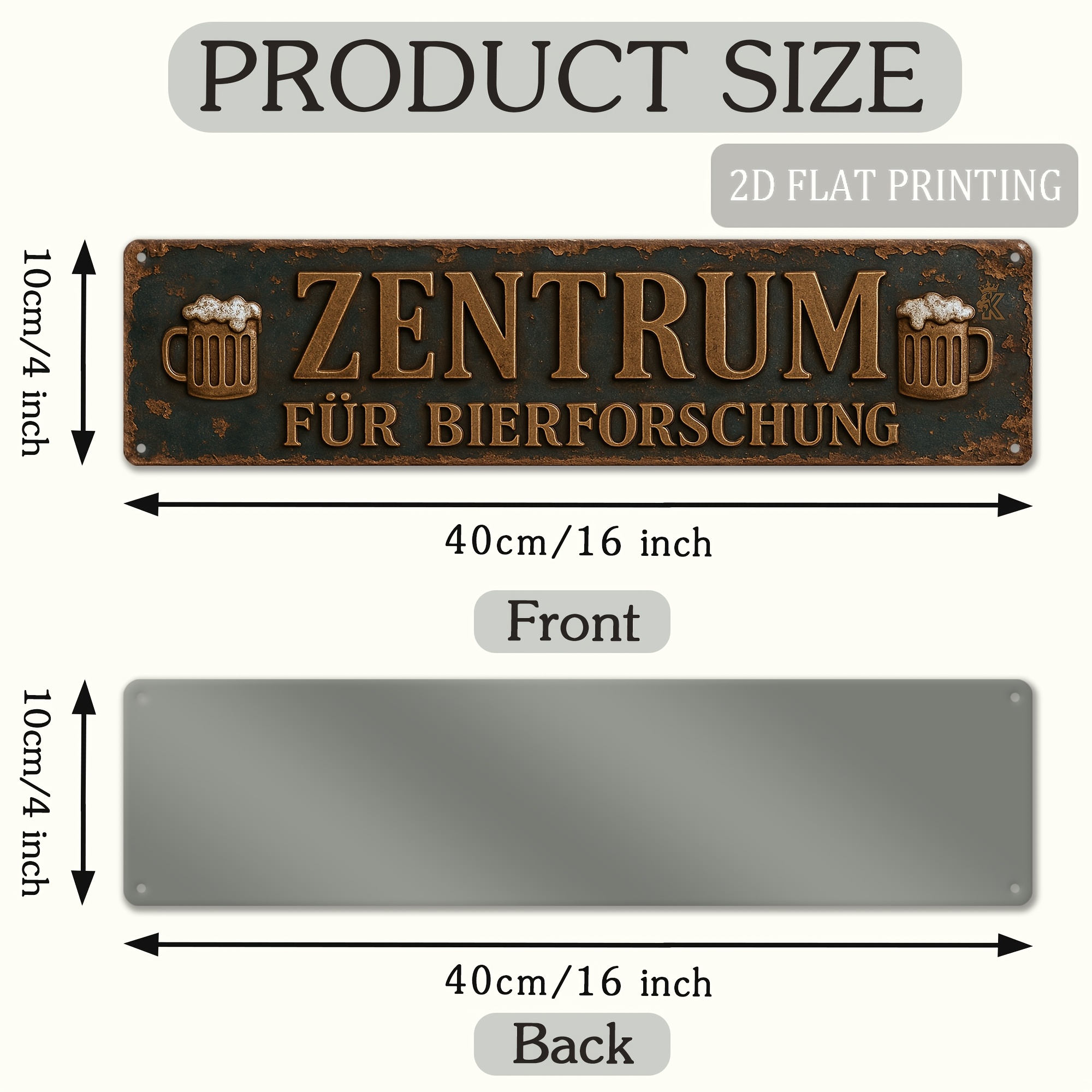 E-shop 2D Flat - 2D Grafik, Outdoor Wandkunst, 2D Grafikdruck, "Bierforschungscenter" Aluminiumschild 40.64X10.16 Cm - | Geeignet für Männerhöhle,