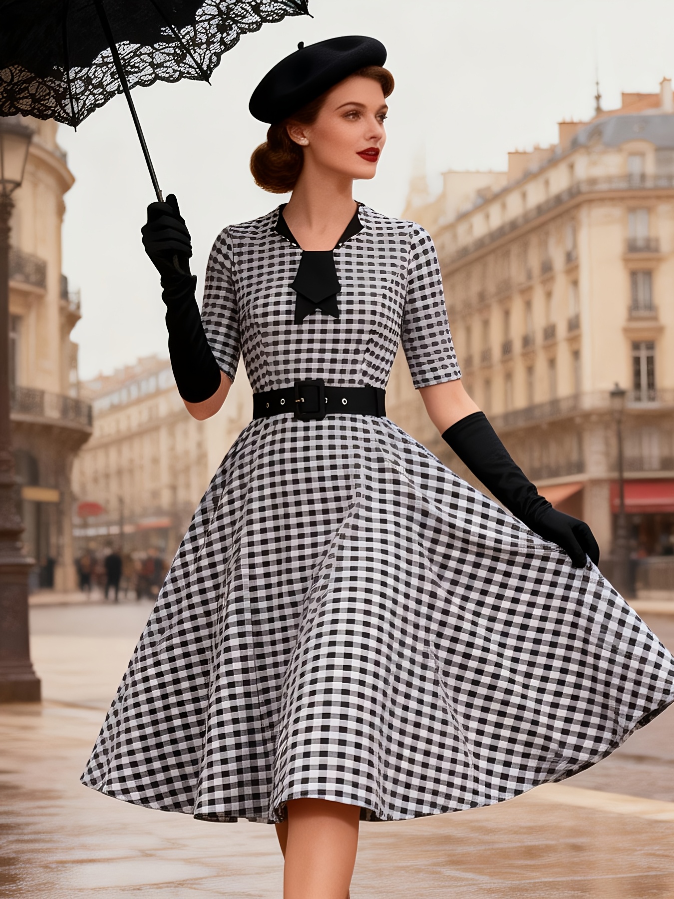 knee length dresses for ladies Dolly & Dotty Sherry Rockabilly Rose 50's Swing Dress Black