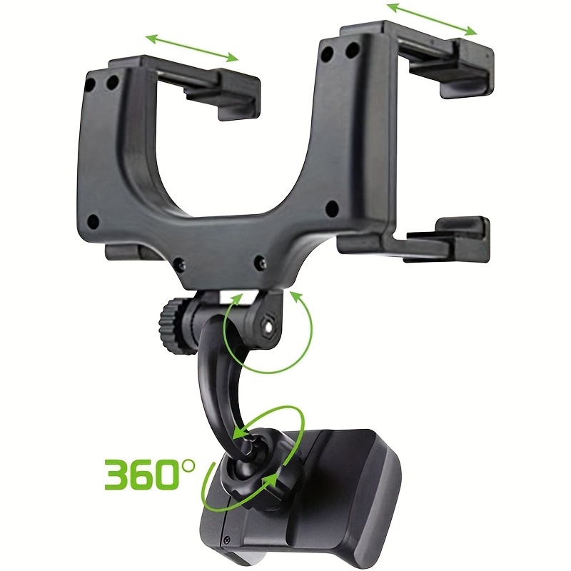 

360° Rotatable Universal Car Rearview Mirror Mount Holder - Adjustable Abs Ceiling Smartphone Cradle With Waterproof Material For Gps And Smartphones