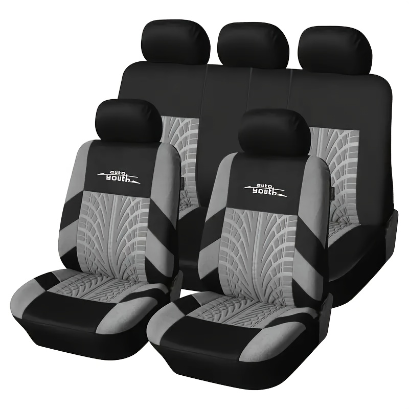 TEMU Universal -season Car Seat Cover Set, 5-seater Vehicle Cushion Protectors With , Fashionable , , – Hand Washable Or Professional .