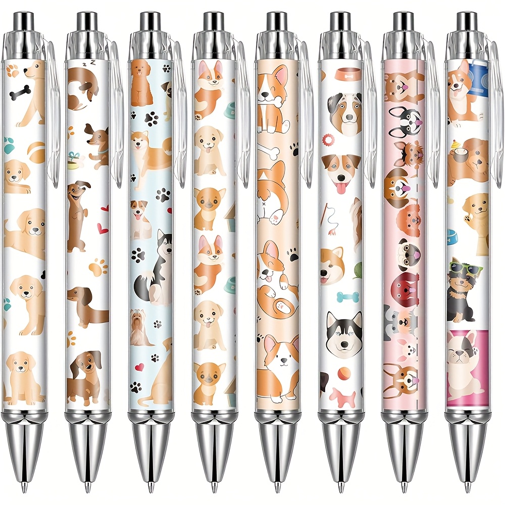 Image of 8pcs Of Dog Ballpoint Pens Gifts,cute Accessories, Stationery, School, Home Office Desk Planning, Decoration Theme, Valentine's Day Gift For Her