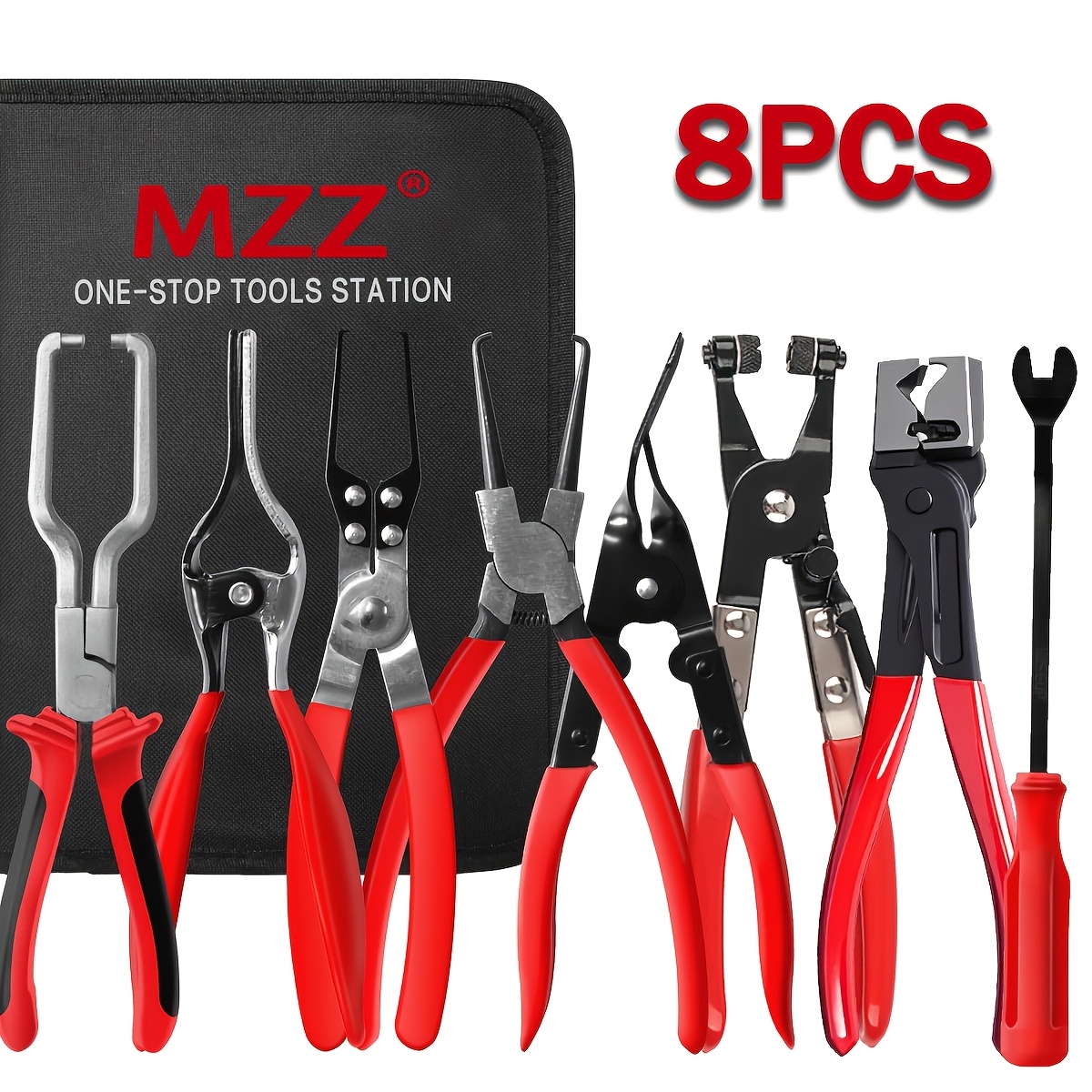 TEMU 8pcs Fuel Line Pliers Set, Fuel Line Disconnect Pliers Set With Fuel Filter Caliper Hose Pipe Clamp Clip 80 Degree Disconnect Pliers, Heavy-duty