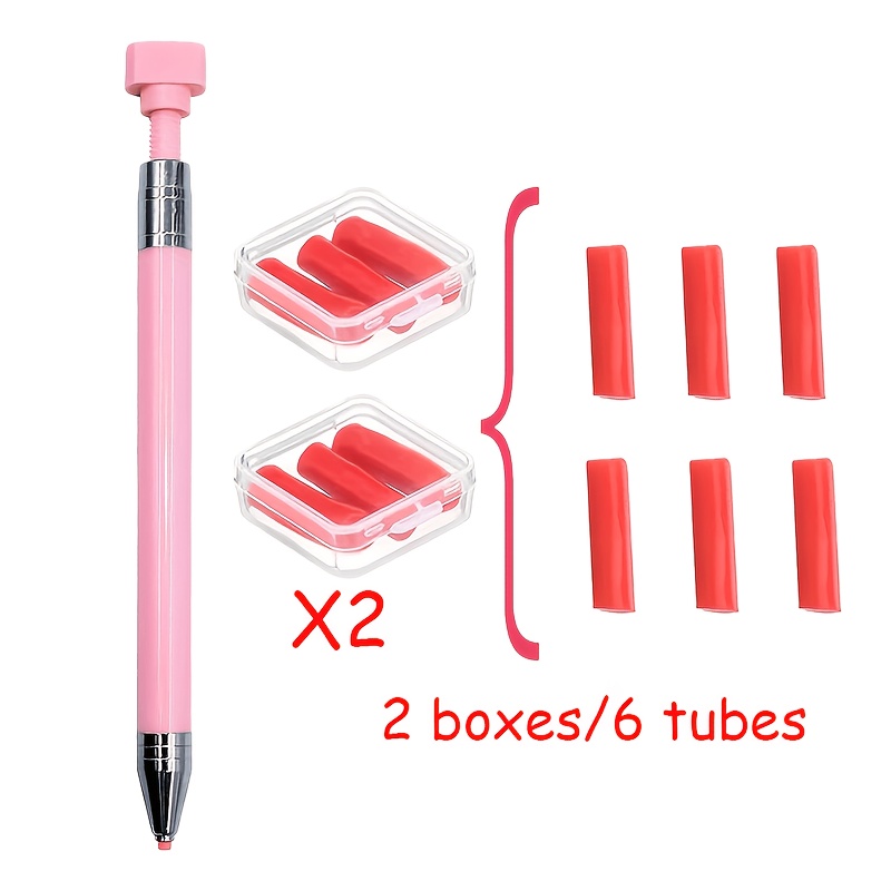 TEMU Stylo de peinture diamant auto-adhésif à distribution par et outil à pointe en cire - Stylo de loisir créatif DIY adapté pour le nail art,