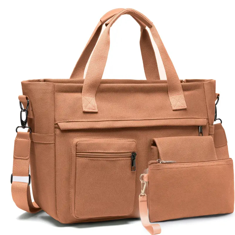 Bolsa De Lona Tipo Mensajero Para Laptop Mujer - 17 Bolsillos, Ligera, Ideal Para Trabajo O Escuela