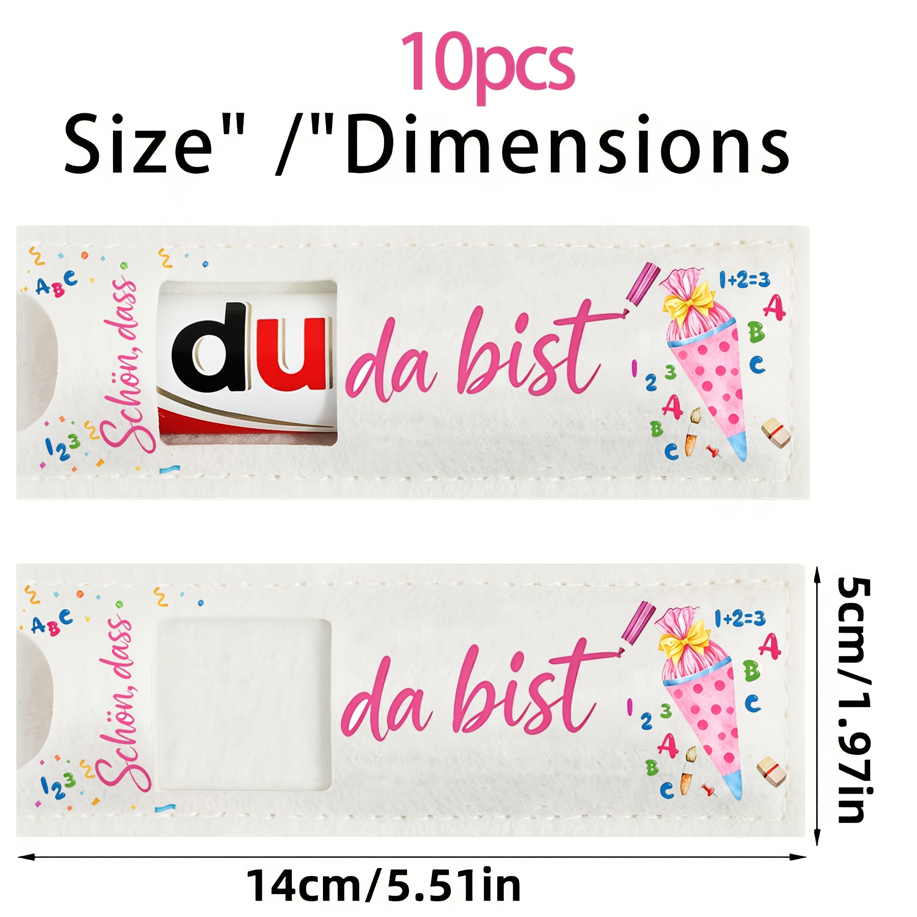 10pcs Felt Gift Bags, Chocolate Bar Packaging Bags Printed With The German "schön, Dass Du Da Bist", Back-to-school Party Favors, Suitable For Boys, Girls Back-to-, Kindergarten Graduation