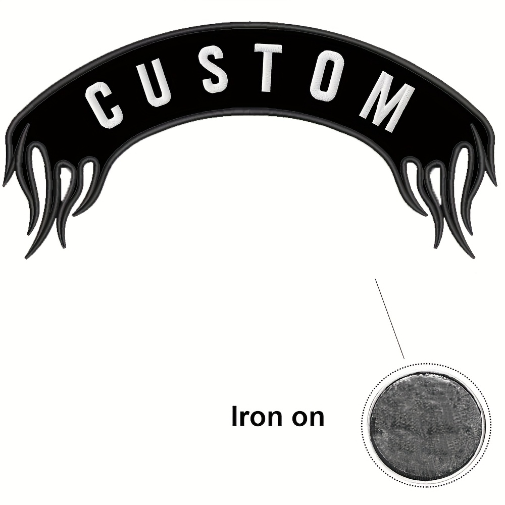 TEMU Custom Embroidered Top Rocker Name Tag Sew On Patch Motorcycle Biker 10"
