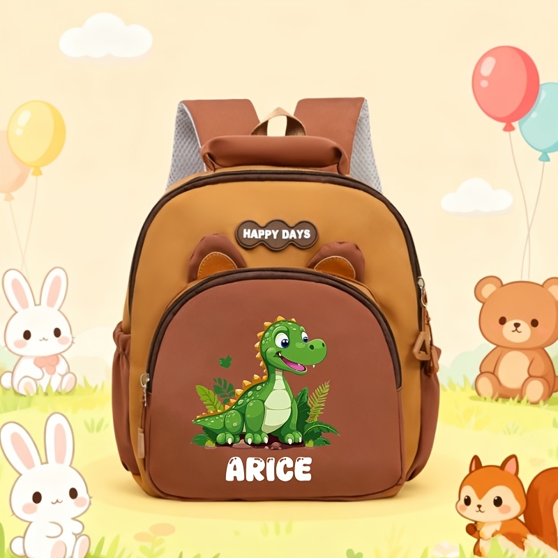 TEMU A Casual Backpack Featuring A Customizable Dinosaur Print That Can Include Names Or Text. It's Lightweight And Easy To Carry, With A Easy And