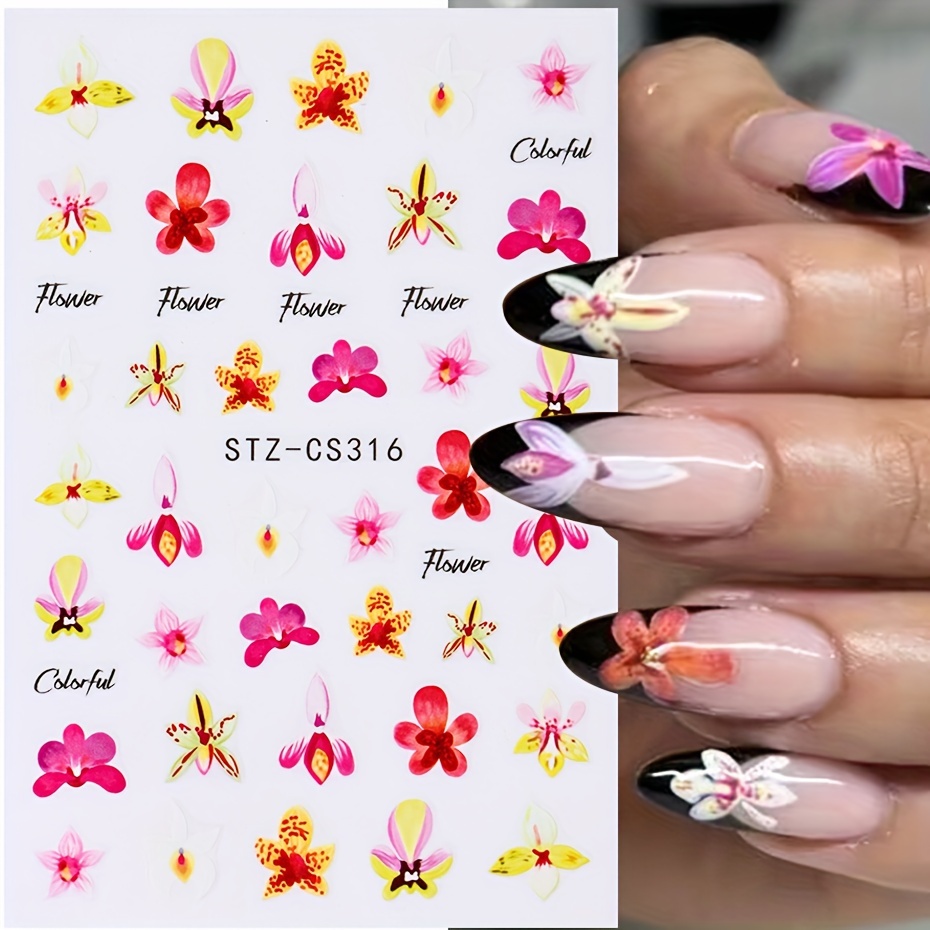 Hibiskus Blume Nagelaufkleber – 5 Blätter Weiß Rosa Nail Sticker Für DIY Nageldesign