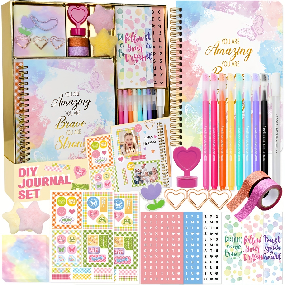 

Diy Journal Kit For Girls – Journal Set For Teen Tween Girls Gifts, Stationary Scrapbook & Diary Supplies Set, Girl Gifts Craft Stuff, Birthday Gifts