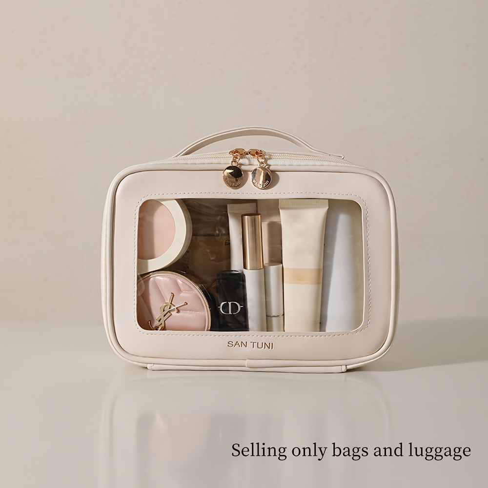 Image of Stylish Portable Toiletry Bag | Large-capacity Travel Organizer | Transparent Toiletry Bag | Pu Travel Organizer Set | Desktop Organizer Pouch