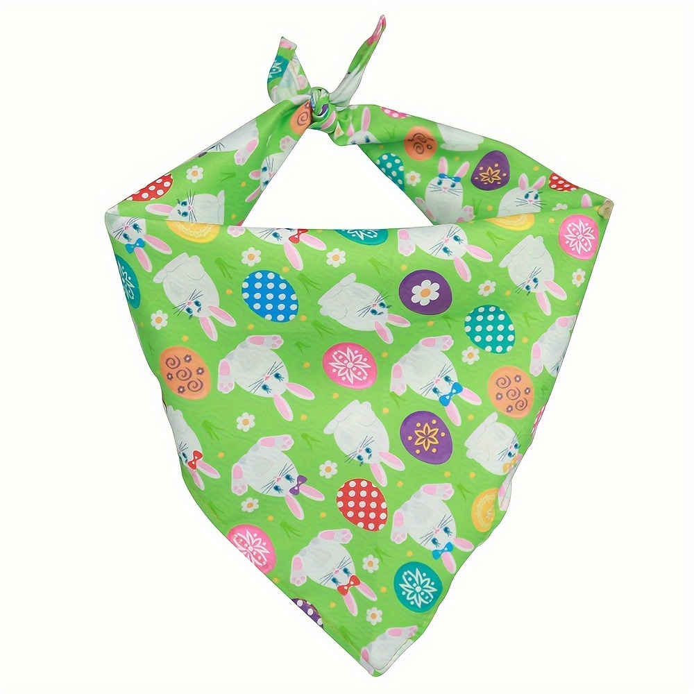 Easter Dog Bandanas Triangle Reversible Dog Scarf Cute Bunny Egg