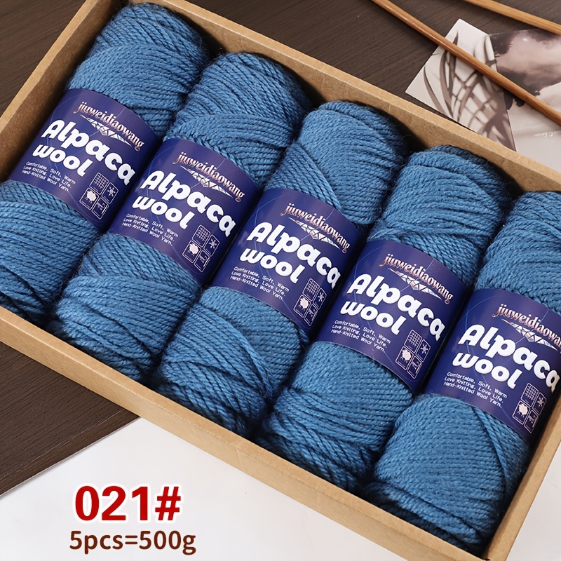 Image of 490g Alpaca Wool Pure Needle Thick Wool Yarn Hand Knitting Production Autumn Winter Warm Gift Men Women Oversized Coat Sweater Shawl Hat Sleeveless Sweater Yarn Ball 100g/pc 5pcs/pack