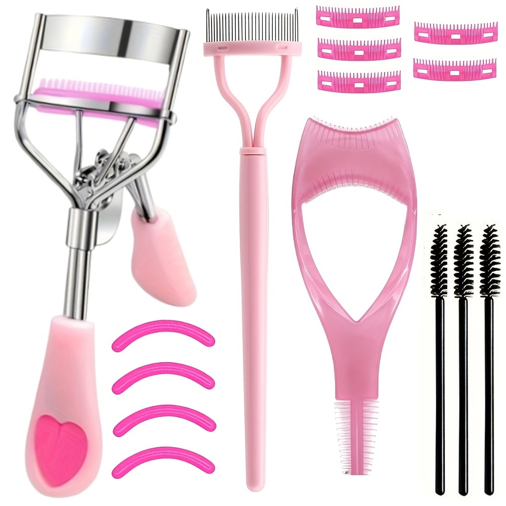 TEMU Eyelash Curler Kit With Comb, Replacement Pads And Lash Applicator Tool, Precision Lash Separator Mascara Guard, Disposable Mascara Wands,