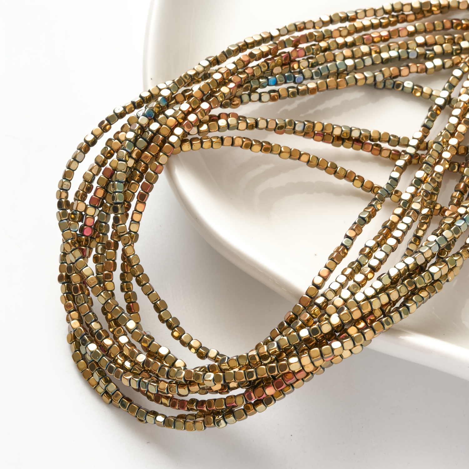 Image of About 210pcs 2mm Cube Straight Hole Beads Loose Beads Stringing Knitting Bracelet Necklace Jewelry Materials