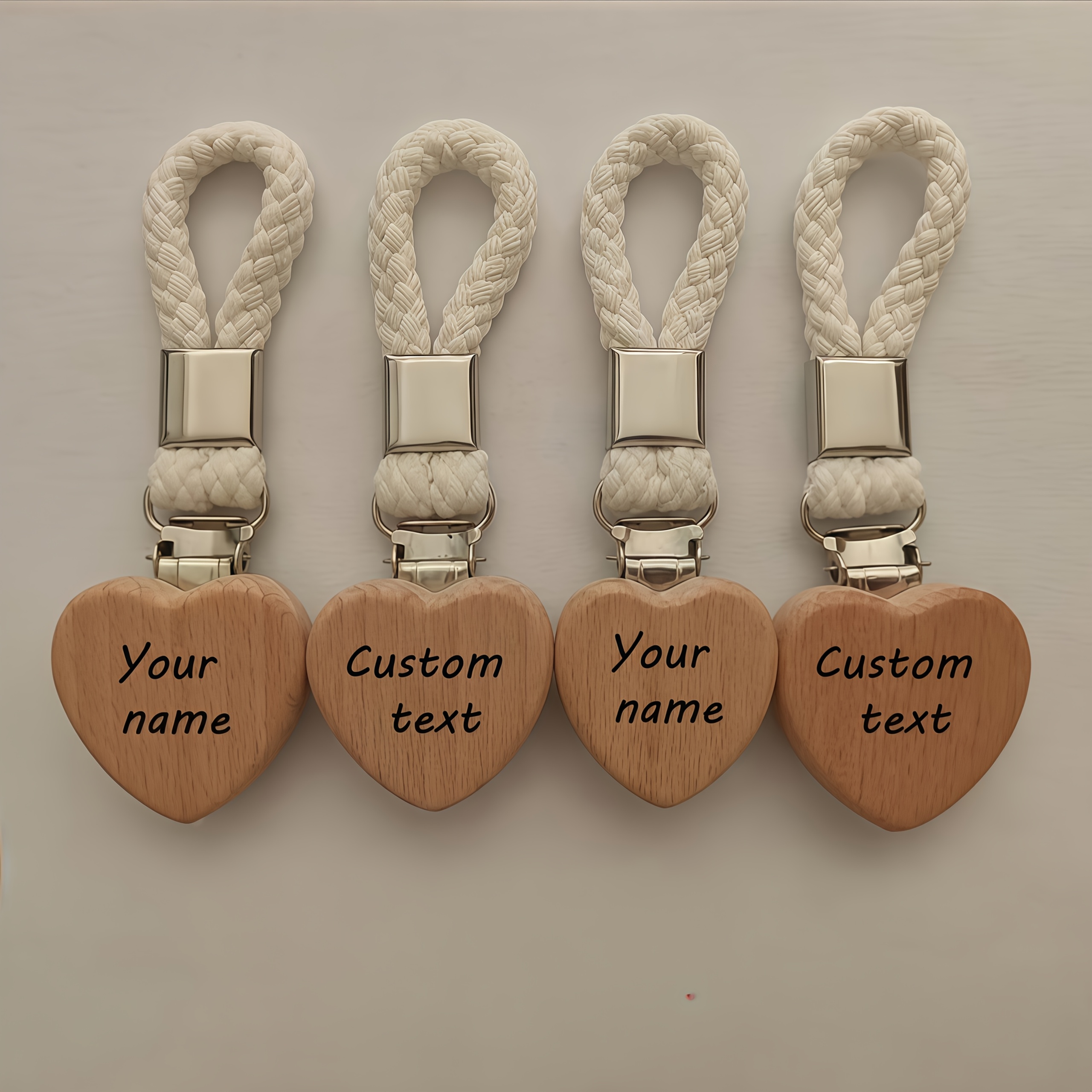 TEMU Customizable Text 4pcs Wooden Heart-shaped Towel Clips, Kitchen Tea Towel Holder, Dishcloth Hanger, Bathroom Hand Towel Rack, Non-slip Instant