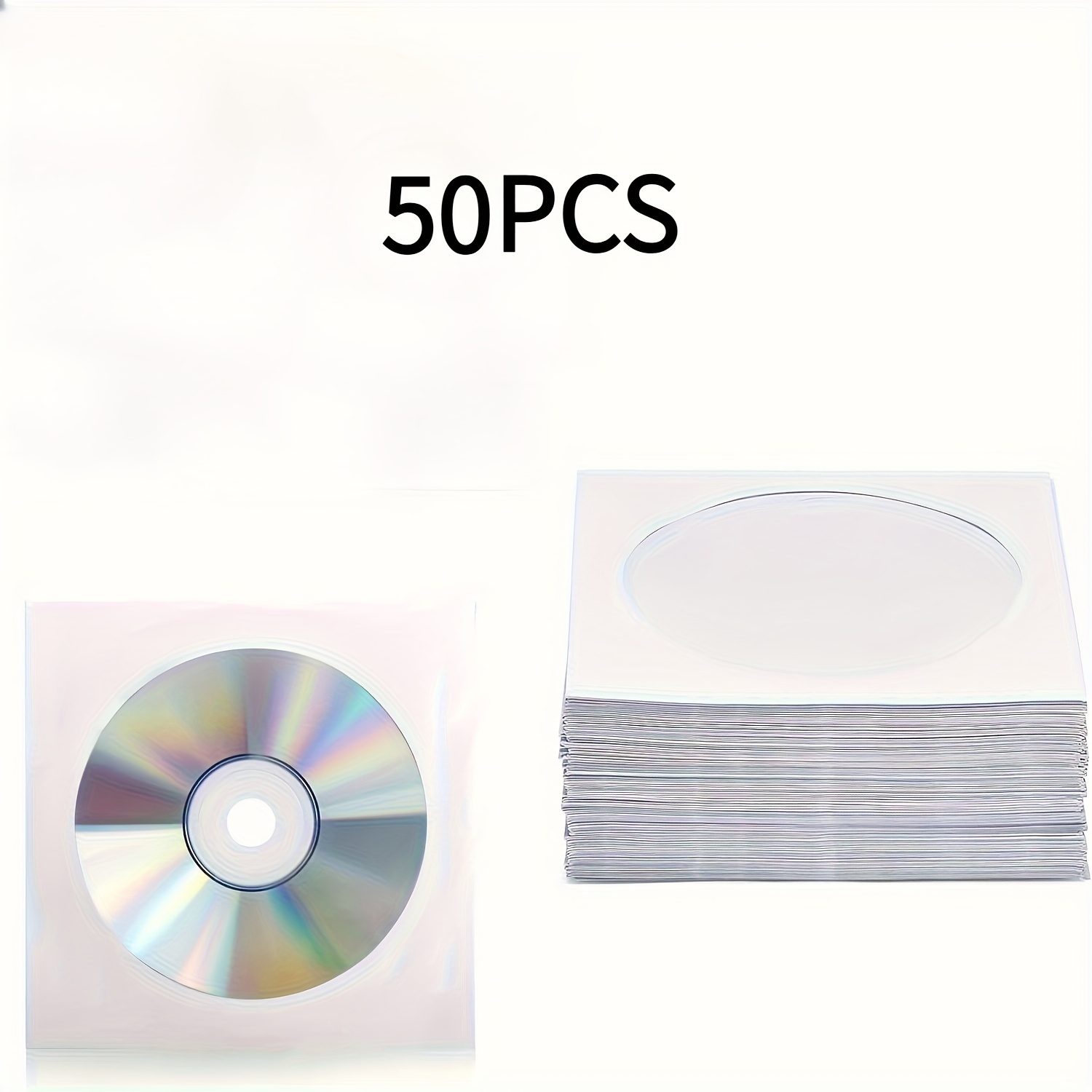 E-shop 20-50-100 Stück Papier CD DVD Hüllen, Umschlag-Design, mit transparentem Fenster und Klappverschluss, Standardgröße Disc Covers