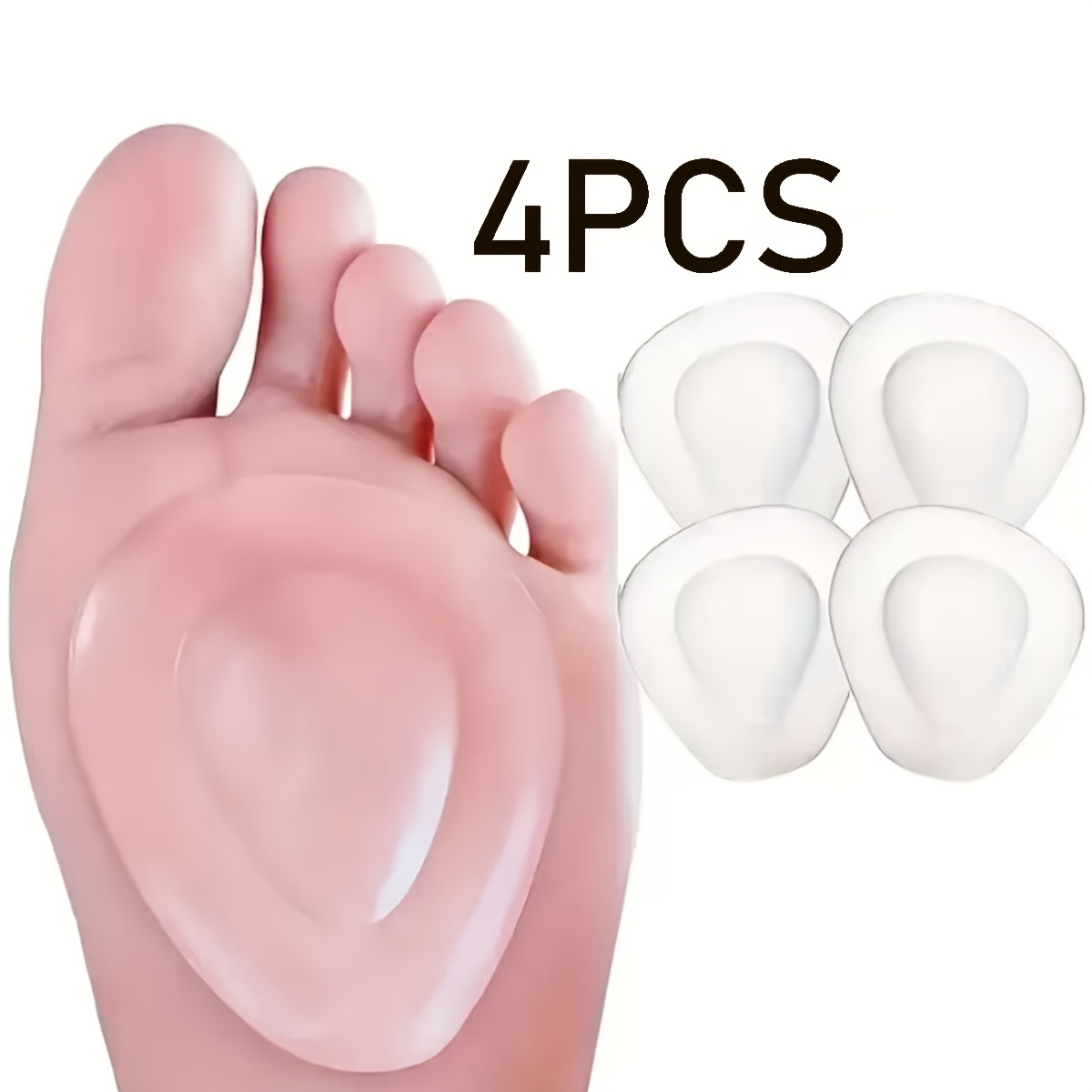 TEMU 4pcs/ Forefoot Cushion Pads - Anti-slip Wear-resistant Forefoot Pads, Adjustable For Women's Shoes And Boots, Provides For Feet, Insoles Stable