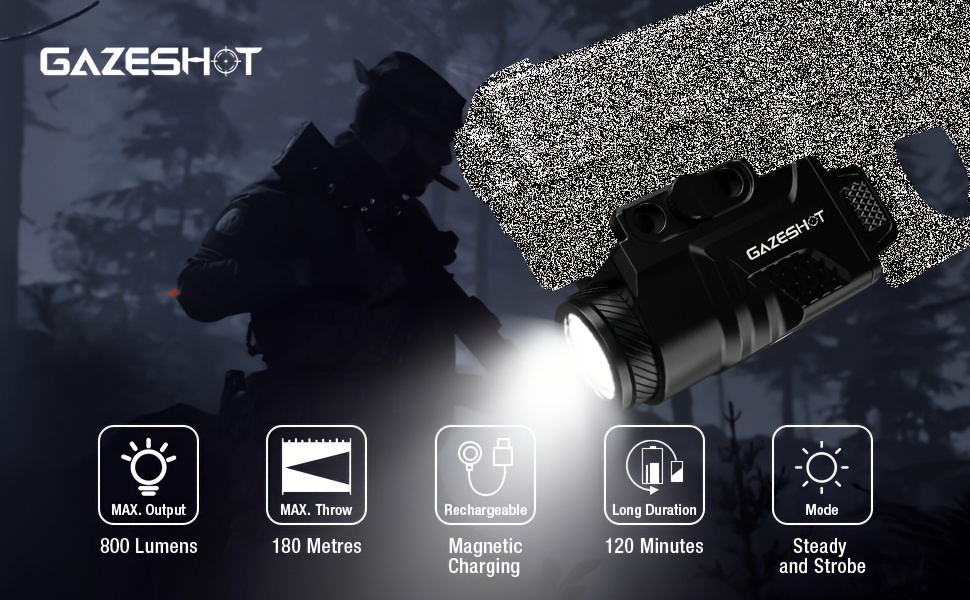 Lampe De Poche Tactique Verte Rechargeable 500 Yards - Lampe Chasse Predator Zoomable Avec Rail Picatinny