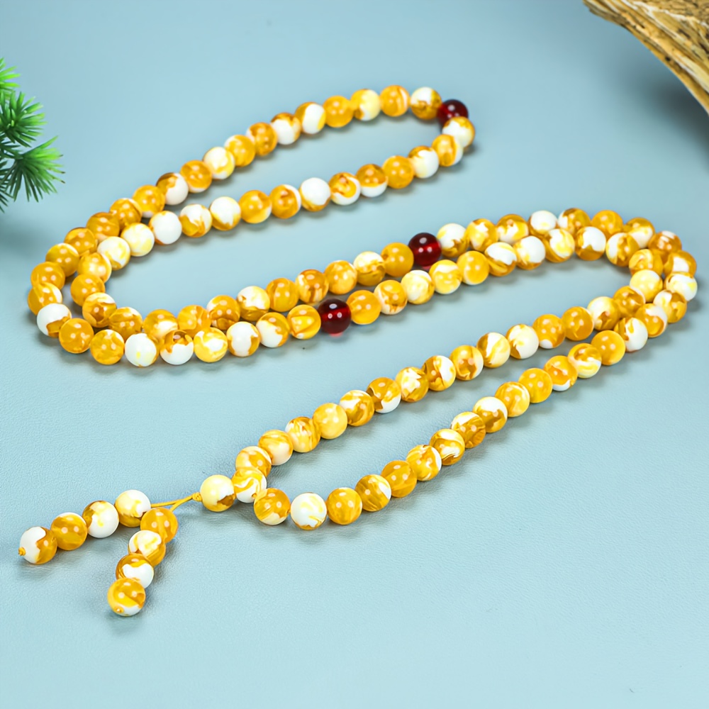 TEMU Vintage Style Cream Yellow And Bead Necklace, A Unisex Gift