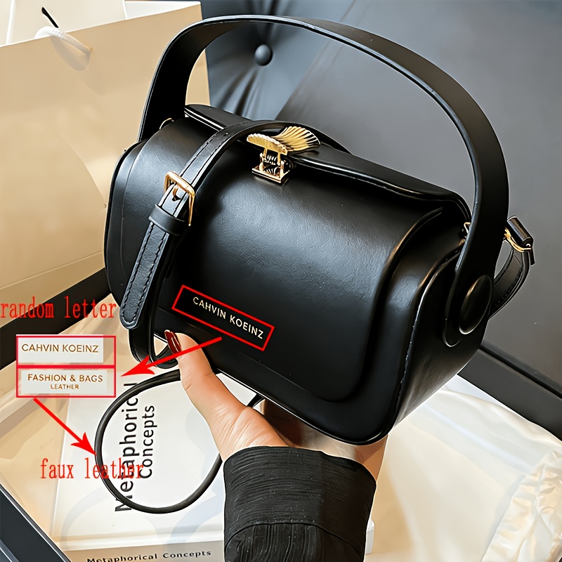 Image of Ladies' Crossbody Bag, Pu Fashionable Black Handbag With , High-quality Ladies' Small Box Bag, Perfect For Travel, Shopping, Commuting, And Gatherings (random Letters)