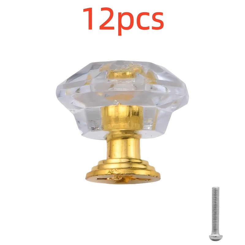 TEMU 12 Pack Yellow Drawer Pulls Handles - 24mm Translucent Acrylic Cabinet Knobs, Modern Minimalist Hardware For Kitchen, Bathroom, Wardrobe (, 2