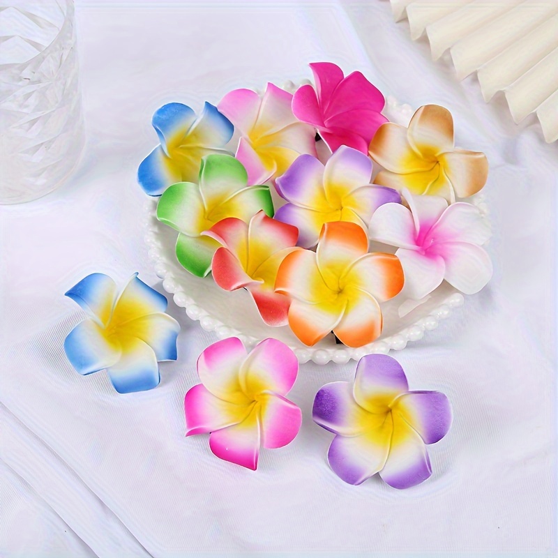 

10pcs/30pcs Mixed Color Foam Hawaiian Frangipani Artificial Wisteria Petals Diy Hair Cap Garland Flowers Wedding Decoration Party Decoration