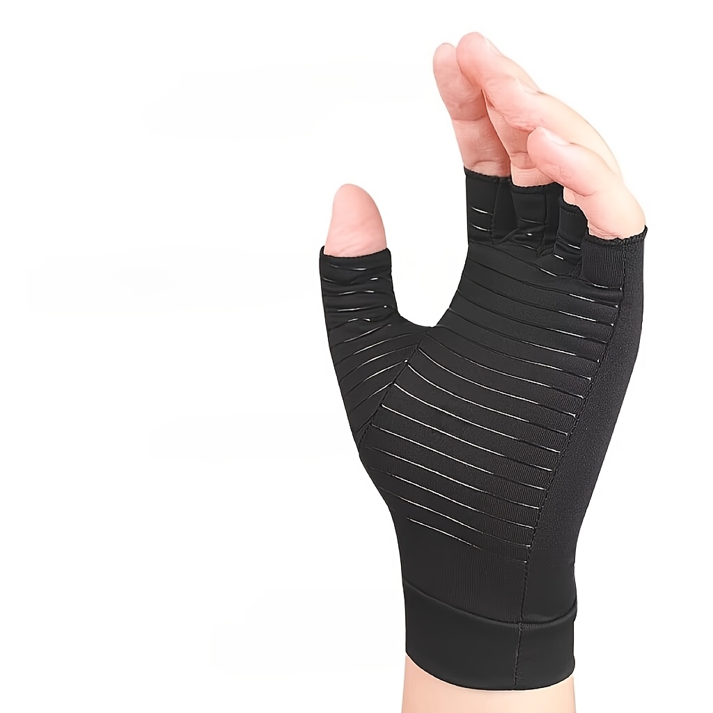 TEMU Copper Compression Half-finger Gloves, Unisex Design, Providing 360° Compression Support. Compression Gloves, Supporting Hand Joints. Fingerless