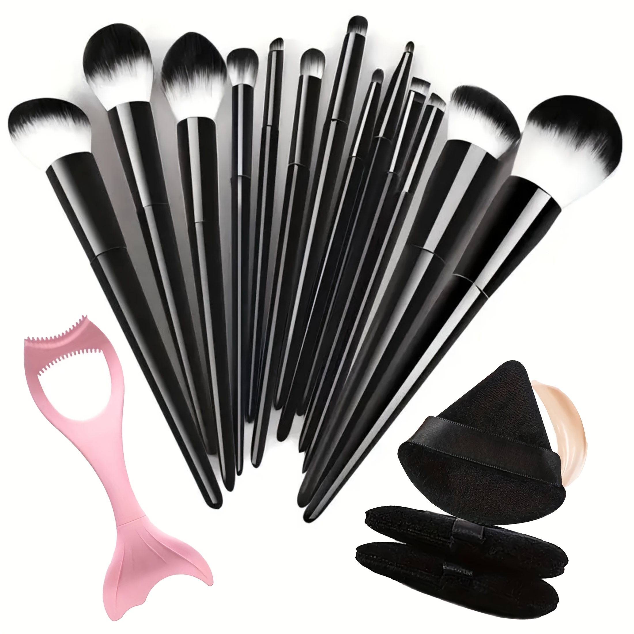 

13pcs Professional Makeup Brush Set, Nylon Bristle, Abs Handle, Unscented, For Types, Includes Eye Shadow, Powder Puff, And Makeup Mixing Tools