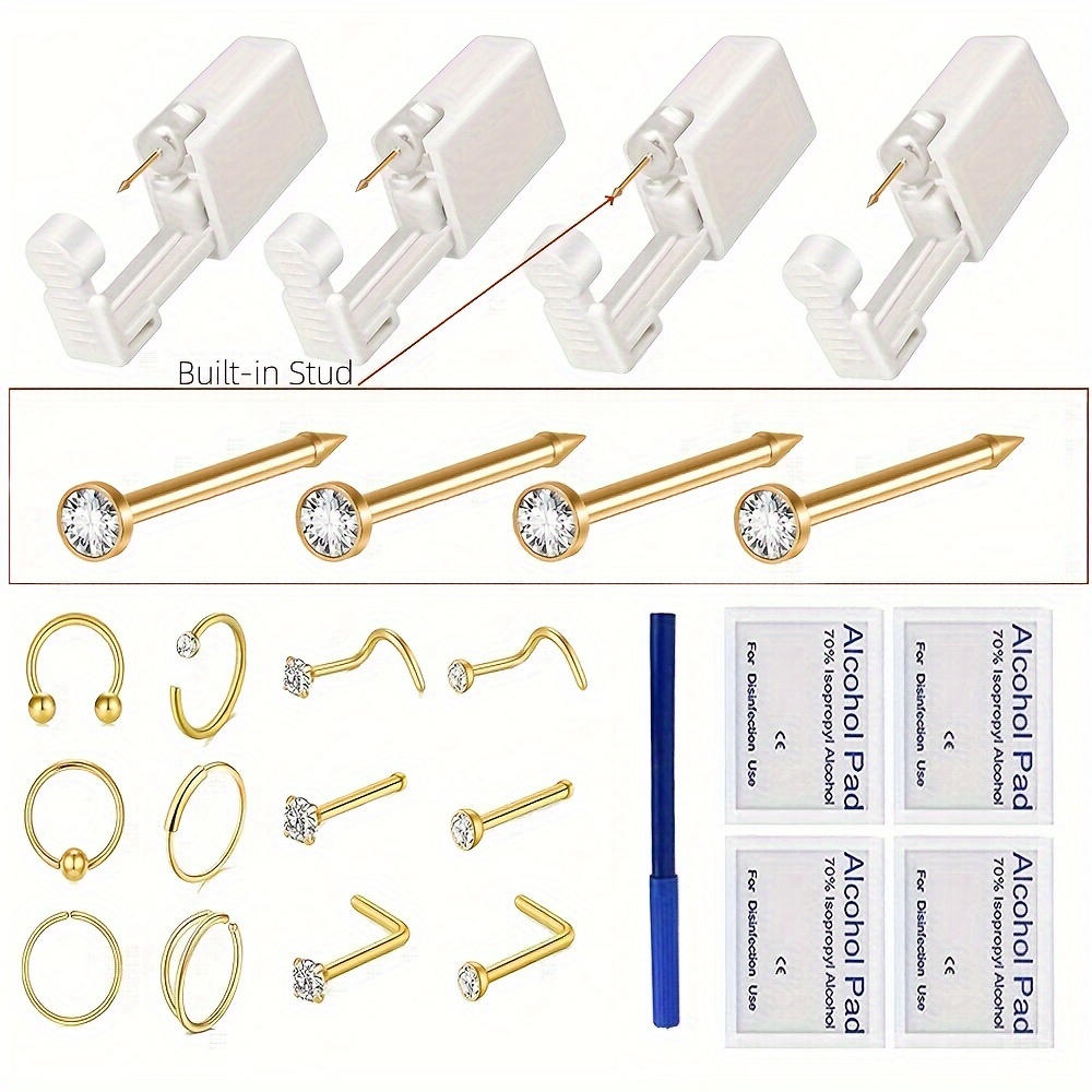 

21- Piercing Set, Disposable Piercing Kit Steel 20g & , Synthetic Zirconia, Piercing For & Use