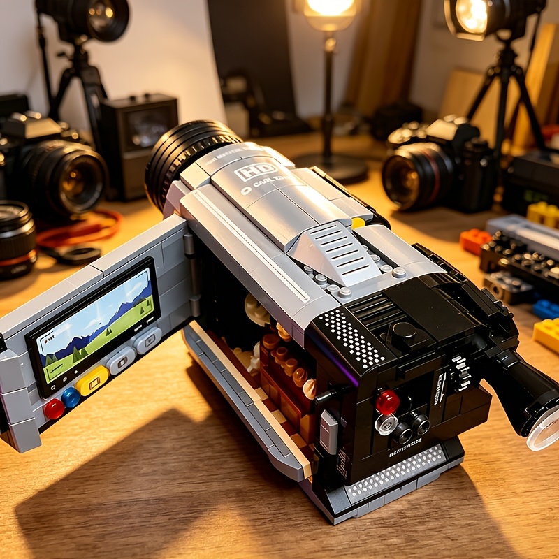 Retro Camera Building Blocks, Nostalgic Digital Model
