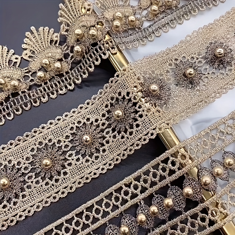 182 yard black golden beaded lace trim elegant diy - Temu
