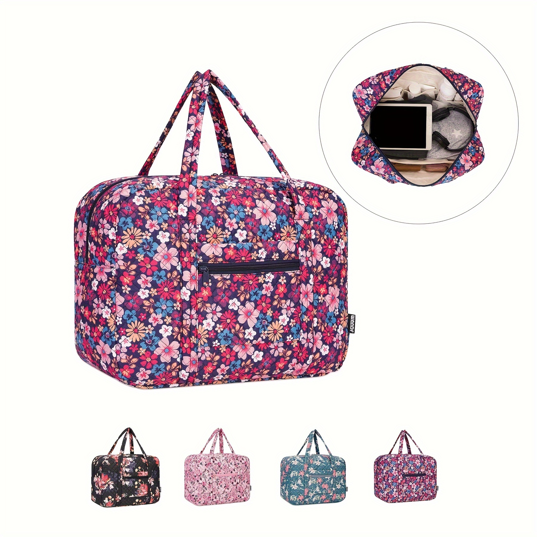 

Airplane Approved Duffle Bag For Travel Flight Cabin Bag Womens Tote Bag Floral Pattern Laptop Carry-on Luggage 25l Weekend Travel Organizer Waterproof Gym Bag