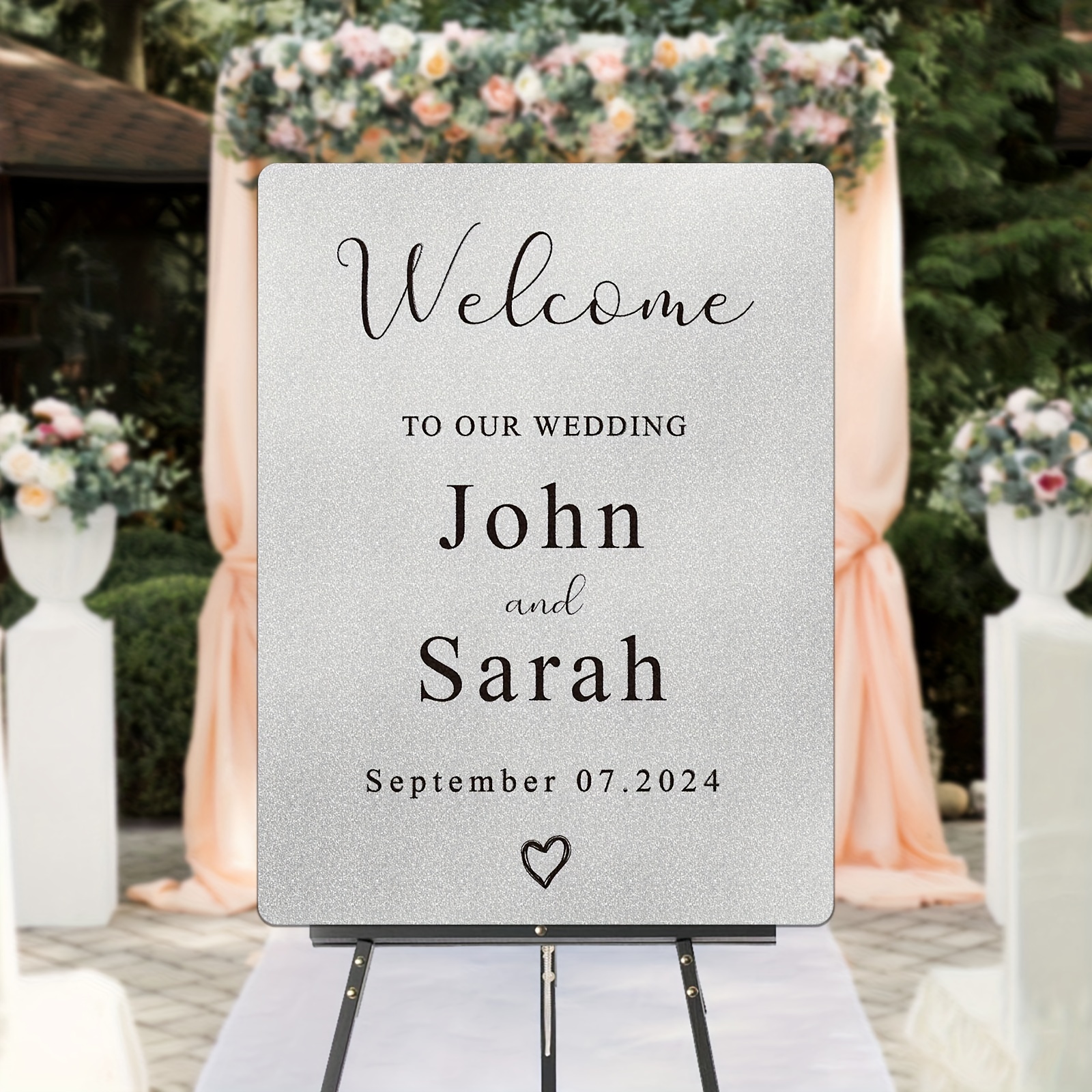 

[customization] 1pc Wedding Welcome Sign Outdoor Courtyard Lawn Wedding Decoration Holiday Party Display Board Birthday Party Personalized Custom Decoration