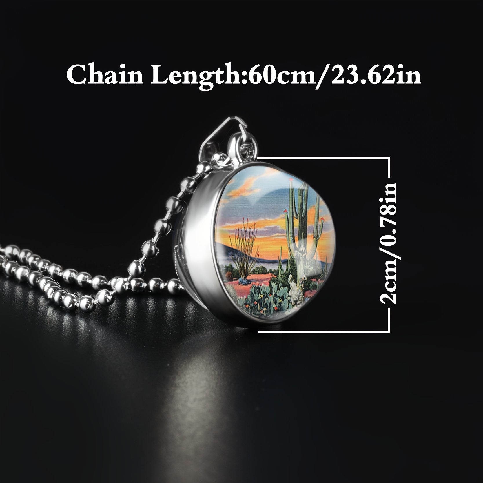 Artistic Cacti and Shrubs Pendant Necklace